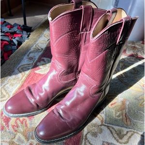 Vintage Justin Burgundy Cowboy Boot
